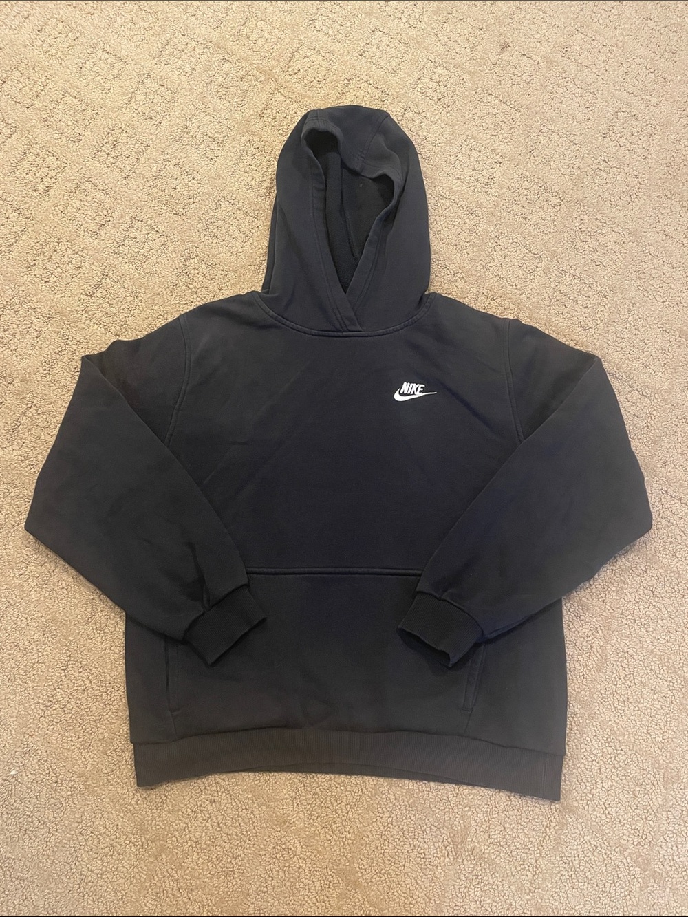 Nike Black Kids Pullover Hoodie with White Swoosh